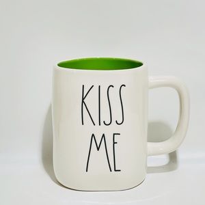Rae Dunn KISS ME Mug Green Interior St. Patty’s LL Cup Irish Clover ☘️ NEW